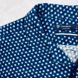 Cremieux Knit Button Down Shirt Men L Blue Geometric Loop Collar Beach Camp